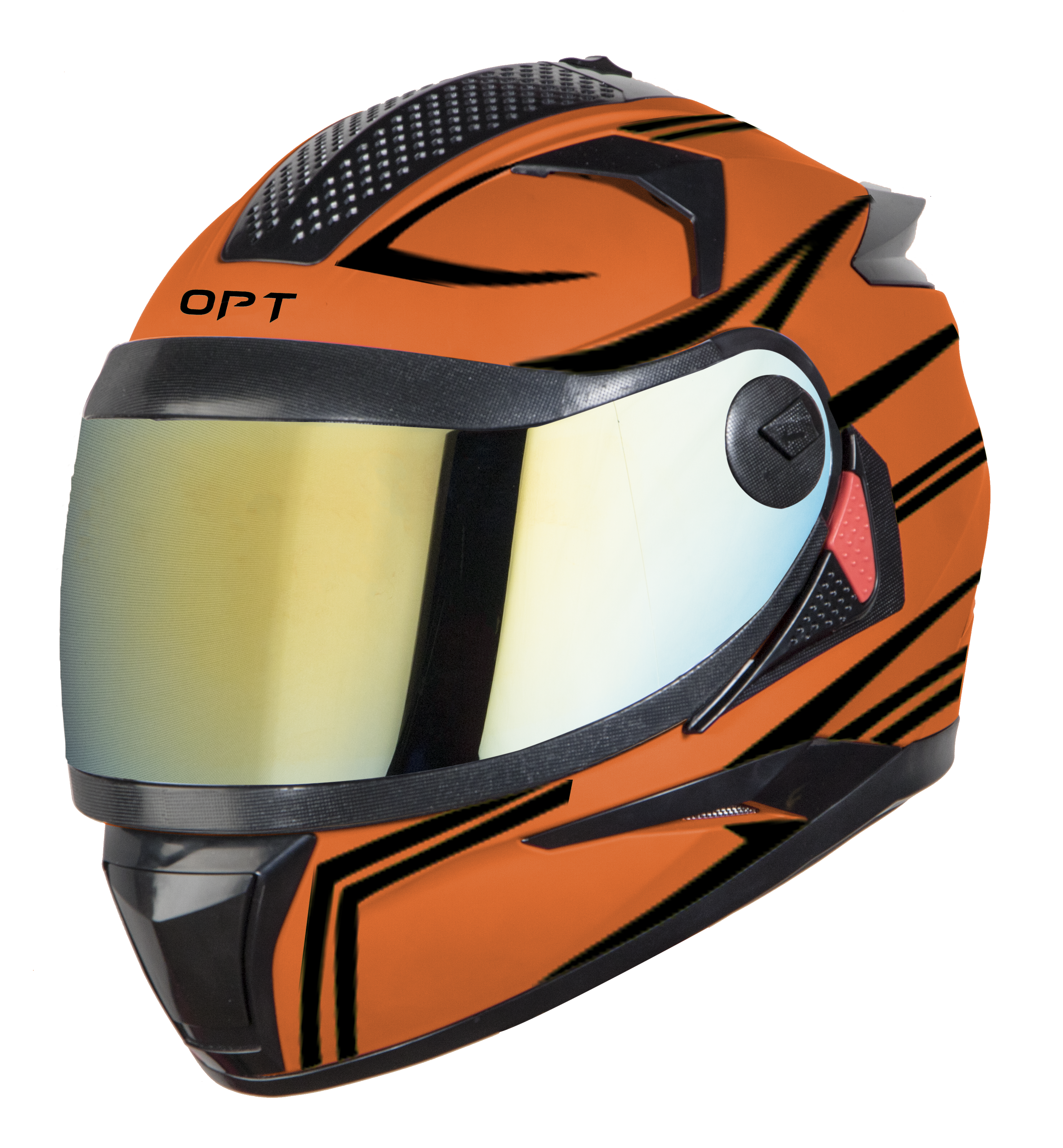 Steelbird 7Wings Robot Opt ISI Certified Full Face Helmet With Night Reflective Graphics (Glossy Fluo Orange Black With Chrome Gold Visor)